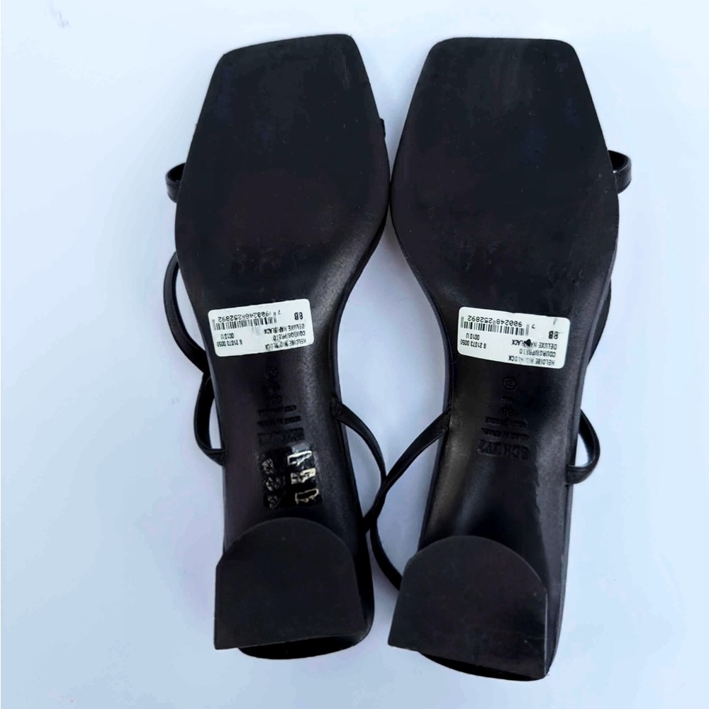 Schultz Heloise Mid Block Black Leather Sandals S… - image 7